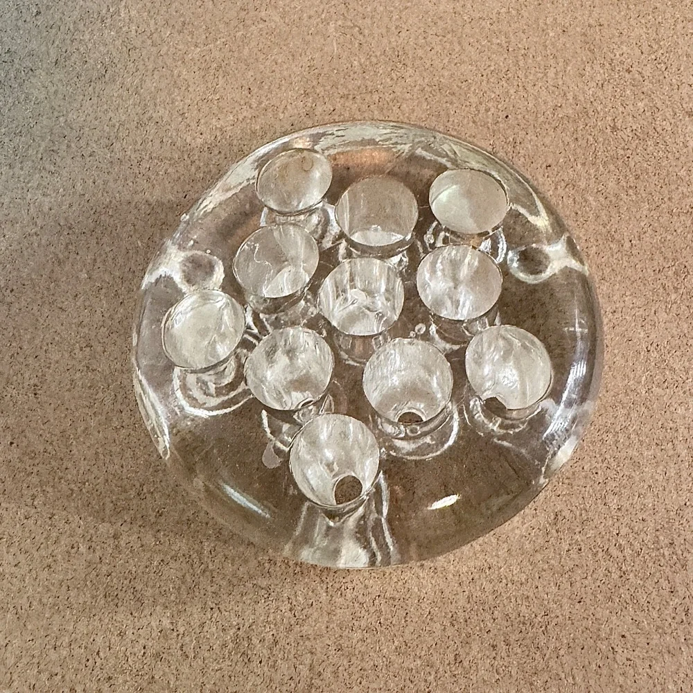 Vintage Glass Flower Frog (11 hole)